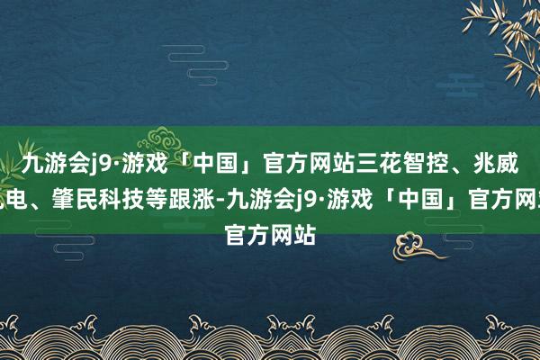 九游会j9·游戏「中国」官方网站三花智控、兆威机电、肇民科技等跟涨-九游会j9·游戏「中国」官方网站